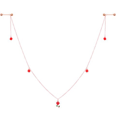 14G 9/16 Gold Tone Red Flower Valentine Dangle Nipple Chain