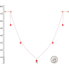 14G 9/16 Gold Tone Red Flower Valentine Dangle Nipple Chain