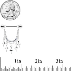 14G 9/16 Clear Gem Drama Dangle Nipple Ring Set