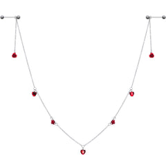 14G 9/16 Red Rose Flower Valentine Dangle Nipple Chain