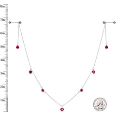 14G 9/16 Red Rose Flower Valentine Dangle Nipple Chain
