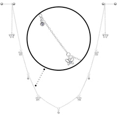 14G 9/16 Clear Gem Butterfly Dangle Nipple Chain