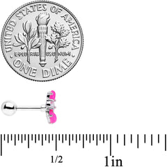 16G 1/4 Pink Faux Opal Flower Cartilage Tragus