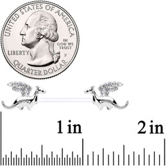 14G 9/16 Clear Gem Bioplast Dragon Barbell Nipple Ring Set