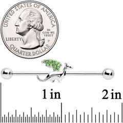 14G Green Gem Dragon Industrial Barbell 38mm