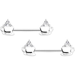 14G 9/16 Clear Gem Hot Cocoa Barbell Nipple Ring Set