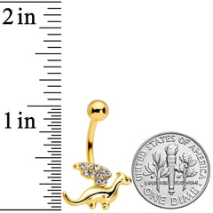 Clear Gem Gold Tone Darling Dragon Belly Ring