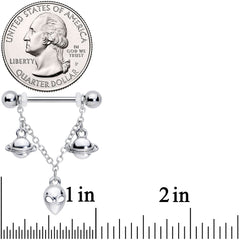 14G 5/8 Saturn Alien Dangle Nipple Ring Set