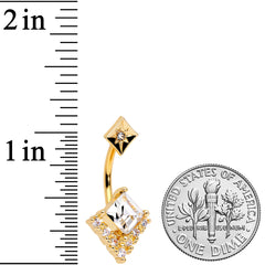 Clear CZ Gem Gold Tone Chevron Belly Ring