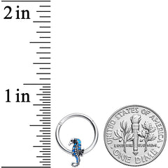 16G 3/8 Tiny Seahorse Nautical Hinged Segment Ring