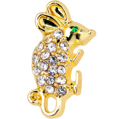 16G 1/4 Clear Gem Gold Tone Mouse Cartilage  Tragus Earring