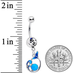Clear Gem Whale in the Water Nautical Dangle Belly Ring