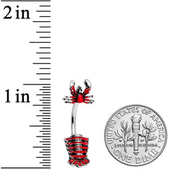 Red Nautical Lobster Double Mount Belly Ring