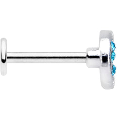 16G 5/16 Aqua CZ Gem Crescent Moon Heart Labret Monroe Tragus