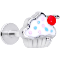 16G 5/16 Red White Sprinkle Cherry Cupcake Labret Monroe Tragus