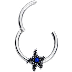 16G 3/8 Blue Gem Super Starfish Nautical Hinged Segment Ring