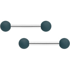 14G 9/16 Graceful Grey Matte Barbell Nipple Ring Set