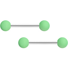 14G 9/16 Mint Green Matte Barbell Nipple Ring Set