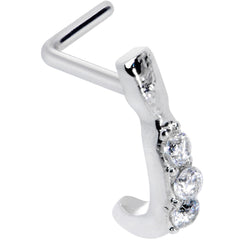 20G 5/16 Clear CZ Gem Trio Graceful Faux Hoop L Shaped Nose Ring