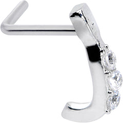 20G 5/16 Clear CZ Gem Trio Graceful Faux Hoop L Shaped Nose Ring