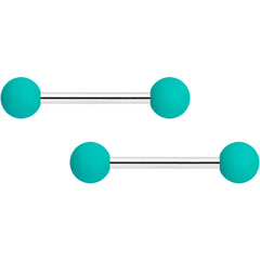 14G 9/16 Teal Black Matte Barbell Nipple Ring Set of 4