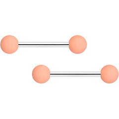 14G 9/16 Pink Peach Matte Barbell Nipple Ring Set of 4