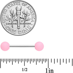 14G 9/16 Pink Peach Matte Barbell Nipple Ring Set of 4