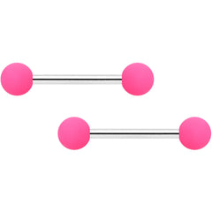 14G 9/16 Mint Green Hot Pink Matte Barbell Nipple Ring Set of 4