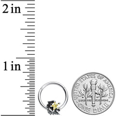 16G 3/8 Yellow Gem Shooting Star Hinged Segment Ring