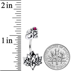 Red Gem Yoga Om Lotus Flower Double Mount Belly Ring
