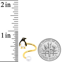 Gold Tone Winter Penguin Christmas Spiral Twister Belly Ring