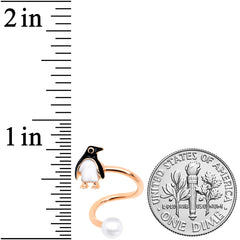 Rose Gold Tone Winter Penguin Christmas Spiral Twister Belly Ring