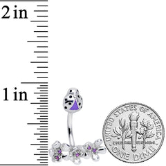 Purple Gem Ladybug Flower Trio Double Mount Belly Ring