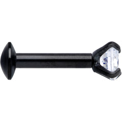 16G 1/4 CZ Gem Black 3mm Threadless Push In Labret Tragus