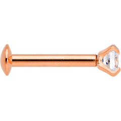 16G 5/16 CZ Rose Gold PVD 3mm Threadless Push In Labret Tragus