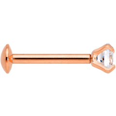 18G 5/16 CZ Rose Gold PVD 3mm Threadless Push In Labret Tragus