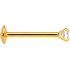 20G 5/16 CZ Gem Gold PVD 2mm Threadless Push In Labret Tragus