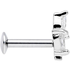 16G 1/4 CZ Gem Leaf Threadless Push In Labret Tragus