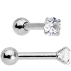 Clear CZ Gem Segment Ring Cartilage Industrial Set of 3
