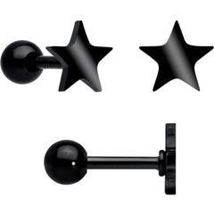 18G Clear CZ Gem Black Heart Cartilage Tragus Set of 8