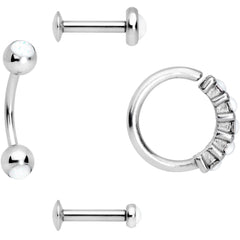 16G Clear Orb Septum Labret Cartilage Tragus Set of 4