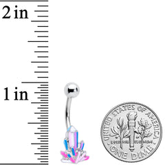 Pink White Geology Belly Ring