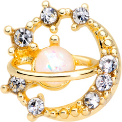 16G 1/4 Clear Gem Gold Tone Saturn Moon Cartilage Tragus Earring