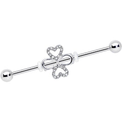 14G Clear Gem Heart Shamrock St Patricks Industrial Barbell 38mm