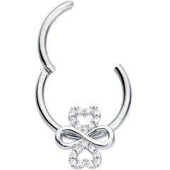 16G 3/8 Clear Gem Heart Shamrock St Patricks Hinged Segment Ring