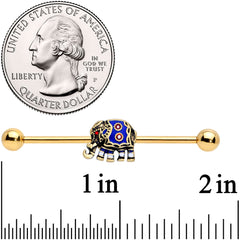 14G Gold Tone Rococo Elephant Industrial Barbell 38mm