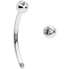 16G 1/2 Clear Gem Ball End Curved Barbell