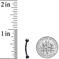 16G 1/2 Clear Gem Ball End Black Curved Barbell
