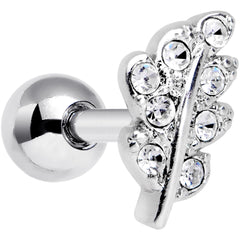 16G 1/4 Clear Gem Elegant Leaves Cartilage Tragus