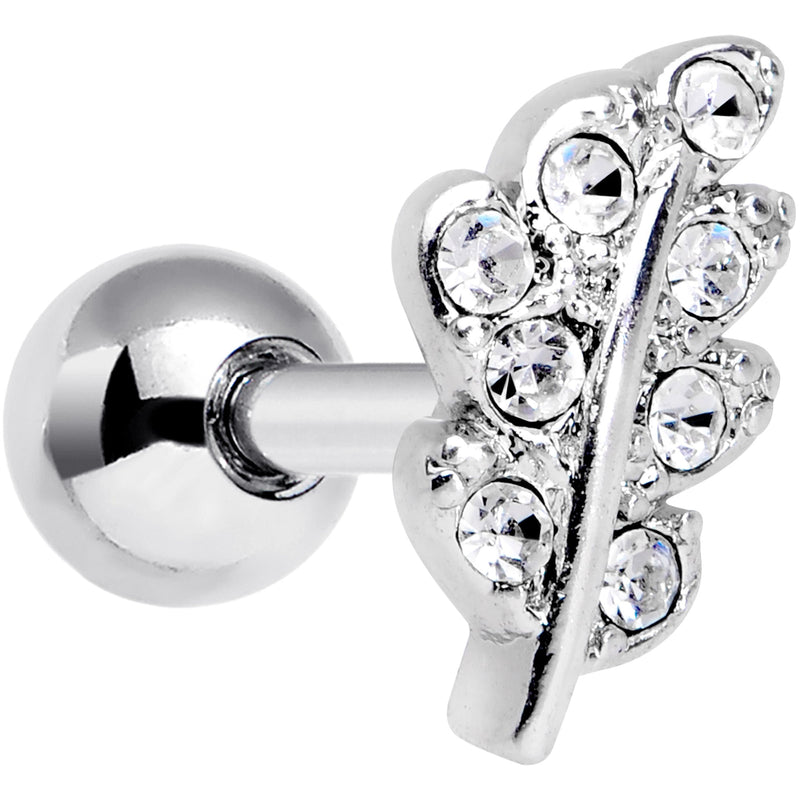 16G 1/4 Clear Gem Elegant Leaves Cartilage Tragus